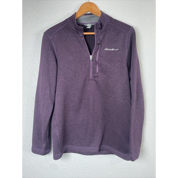 Eddie Bauer 1/4 Zip Sweater Men's Size S Pullover Mock Neck Chest Pocket Purple - Picture 1 of 8